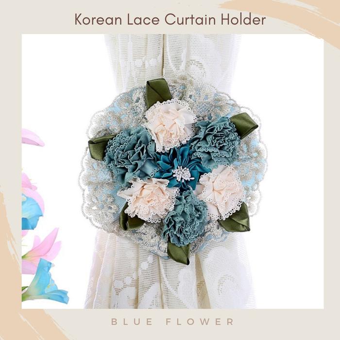 Gambar Korean Lace Curtain Holder /Pengikat Hordeng Gorden Bunga Shabby Renda - Blue Flower dari JHomeLiving undefined Tokopedia