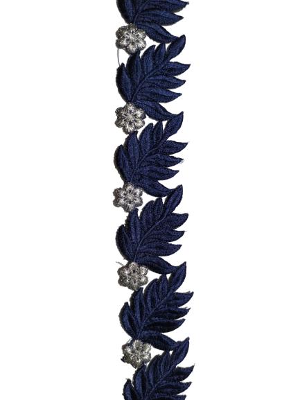 Gambar Renda roll lebar 4,5 cm motif kirey - navy-silver dari galeri renda bordir_NEW undefined Tokopedia