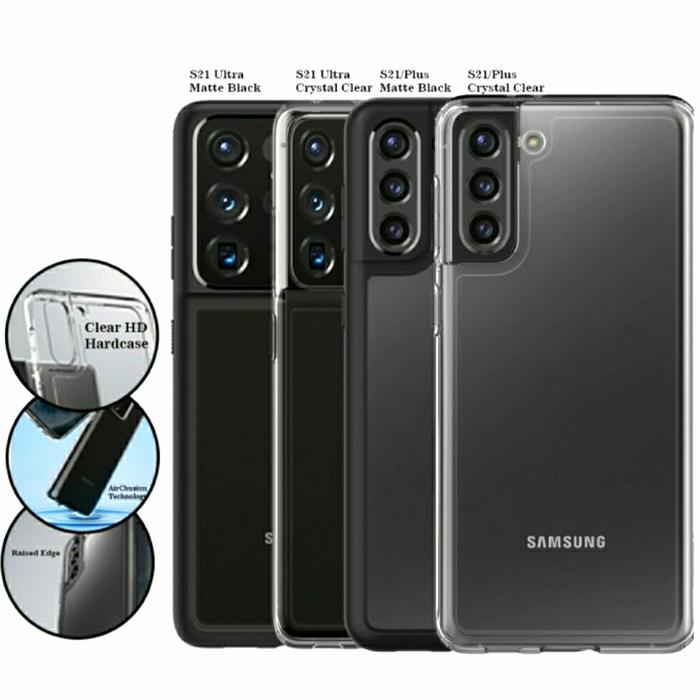 Spigen Ultra Hybrid Clear Case Samsung Galaxy S21 Ultra Plus Casing Matte  Black, S21 Ultra