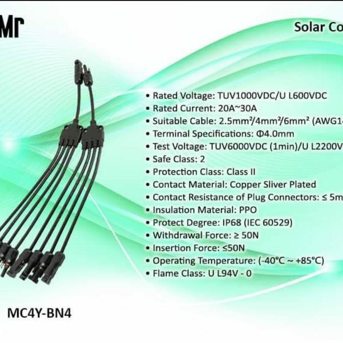 Ybranch 4P for paralel panel surya 4 paralel Kabel Interkonesi Solar System