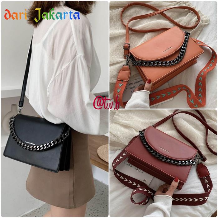 Gambar Tas Selempang Wanita modis rantai Kerja Branded Batam Import G1713 - Display dari Masengkol Store undefined Tokopedia