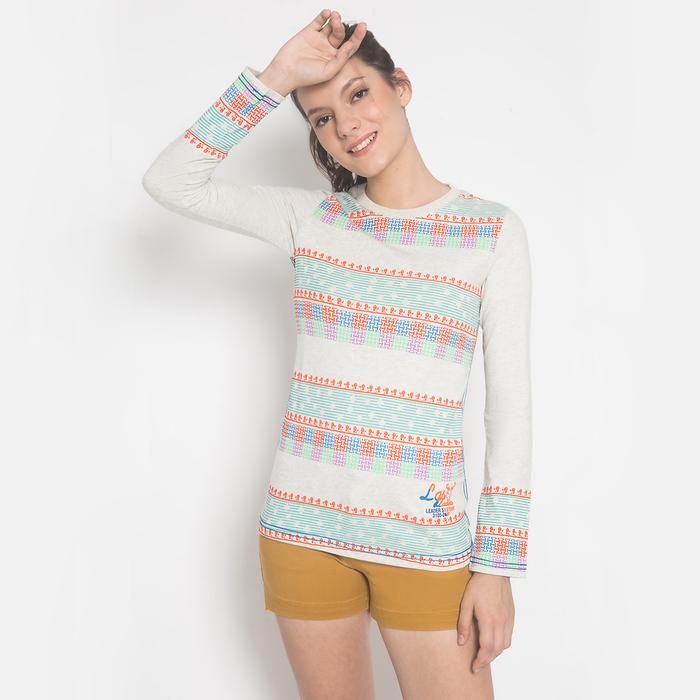 Gambar Slim Fit - Kaos Wanita - Putih - Motif Multi Warna - Lengan Panjang - M dari LGSgeneration undefined Tokopedia