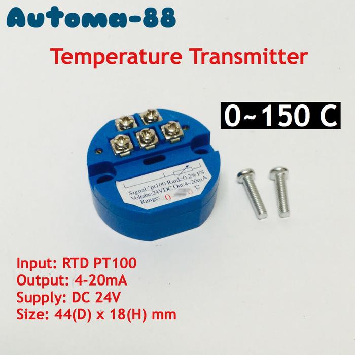 Jual RTD PT100 PT-100 Temperature Transmitter 0-150 C Output 4-20mA ...