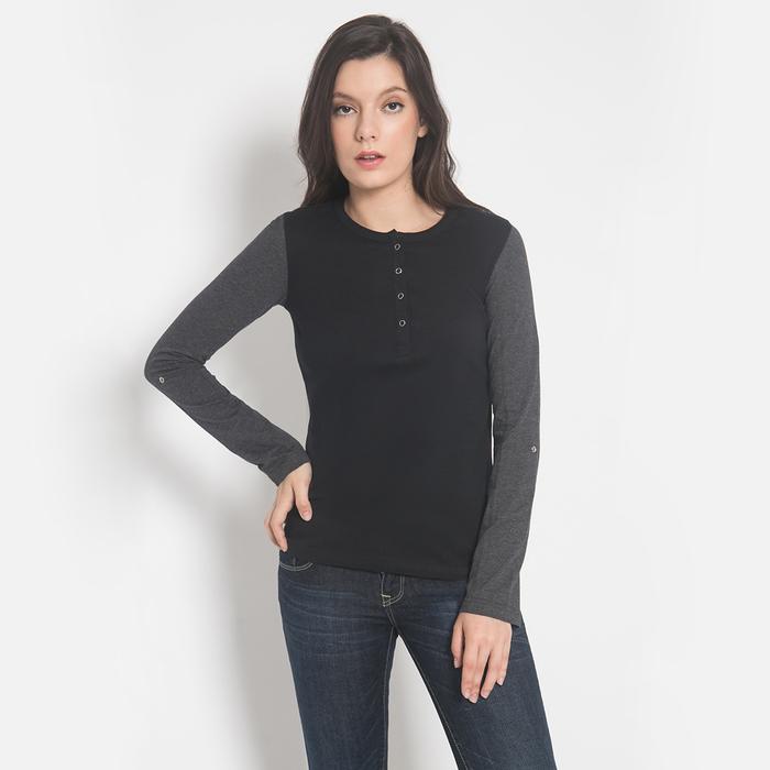 Gambar Slim Fit - Kaos Wanita - Hitam - Motif Placket - Lengan Panjang - M dari LGSgeneration undefined Tokopedia