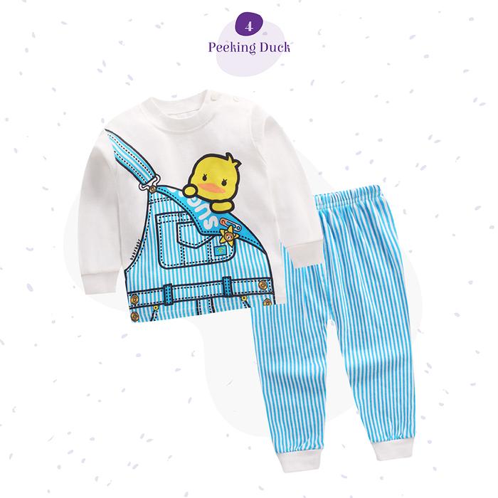 Gambar Setelan Baju Tidur / Piyama Anak Import Bahan Katun Organik Premium - Peeking Duck, 80 (1-2 thn) dari Barang Kece ID undefined Tokopedia