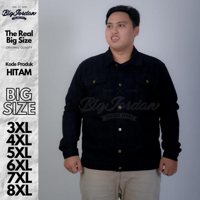 Gambar jaket jeans jumbo size 4XL 5XL 6XL 7XL 8XL denim bigsize hitam / black - Hitam, 3XL dari BIGJORDAN.ID undefined Tokopedia