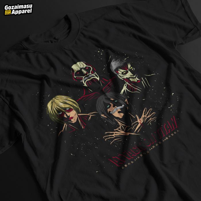 Kaos Attack on Titan Attack Titan Eren Shingeki no Kyojin T Shirt Hitam, S