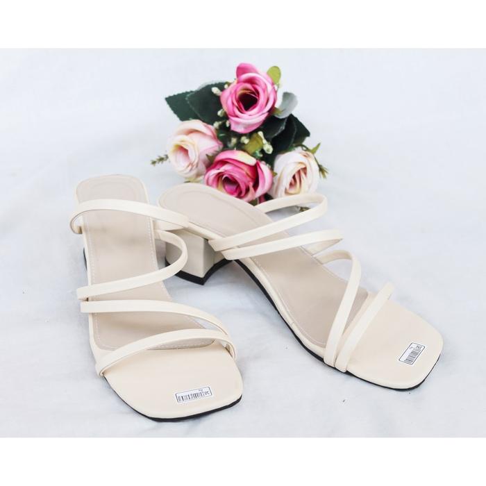 Gambar sepatu sandal sendal high heels hak tahu tali tinggi 5cm murah - krem, 36 dari DSCollection- undefined Tokopedia