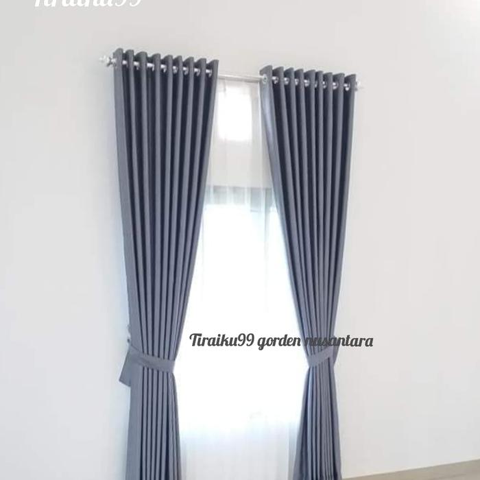Gambar gorden blackout (9 lipatan, tinggi 250cm) polos minimalis mewah - abu tua dari Tiraiku99 Gorden nusantara undefined Tokopedia