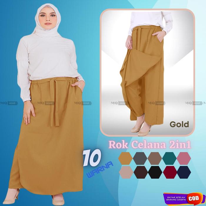 Gambar Rok Celana Muslimah Rocella Bahan Moscrepe High Quality - Gold dari MQ Hijab undefined Tokopedia