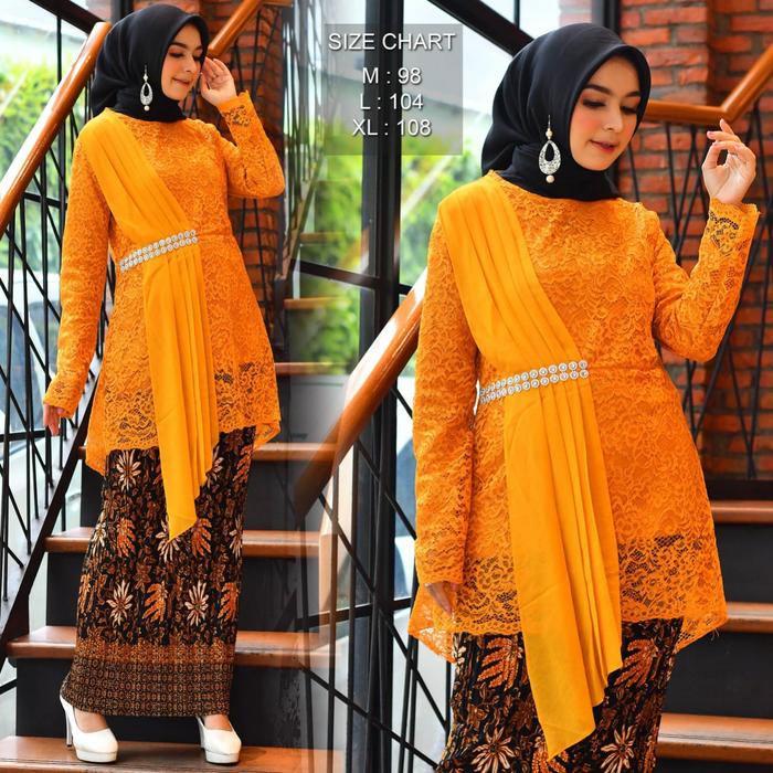 Gambar KEBAYA AMALIA BROKAT/KEBAYA MILEA BROKAT KEKINIAN TERBARU MODEL VIRAL - Mustard, ATASAN SAJA dari Yoveli Olshop undefined Tokopedia