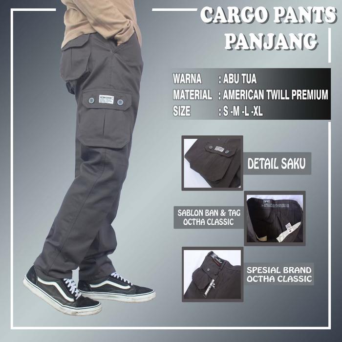 Gambar termurah celana cargo pant panjang octha classik - Abu-abu, S dari dicksurvive_store undefined Tokopedia