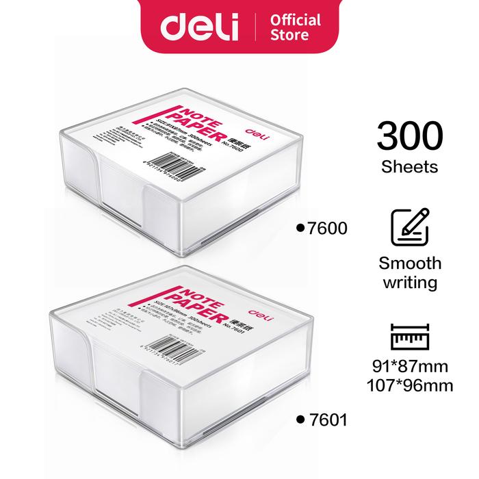Gambar Deli Memo Paper / Kertas Memo 300Lmbr Warna Putih, Kemasan Kotak 760X - 98x95x35mm dari Deli Stationery Indonesia undefined Tokopedia