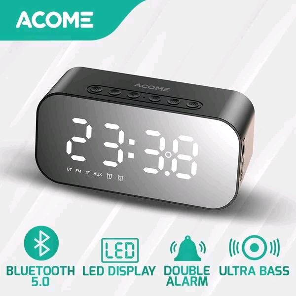 Gambar speaker bluetooth 5.0 ACOME A5 (jam digital alarm) garansi resmi 1th - Hitam dari ALACADARNYA undefined Tokopedia
