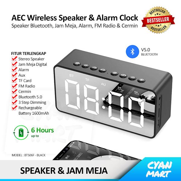 Gambar Speaker Bluetooth Wireless Jam Meja Digital Alarm Clock FM Radio TF - BT506F - HITAM dari CyanMart undefined Tokopedia