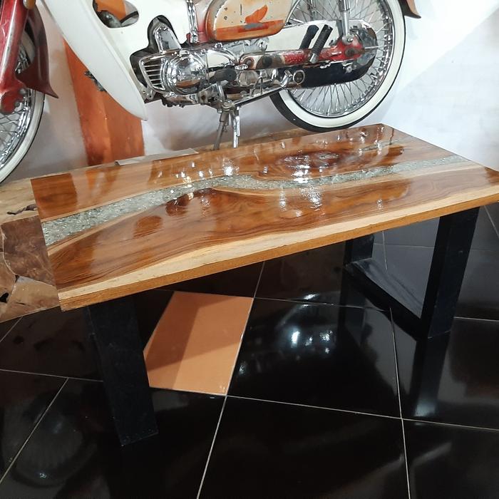 Gambar meja ruang tamu jati resin dari griyawatu undefined Tokopedia