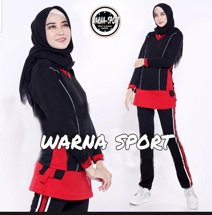 Gambar SETELAN TRAINING BAJU OLAH RAGA WANITA TERBARU / SETELAN senam aerobik - Hitam, M dari new warnasport29 undefined Tokopedia