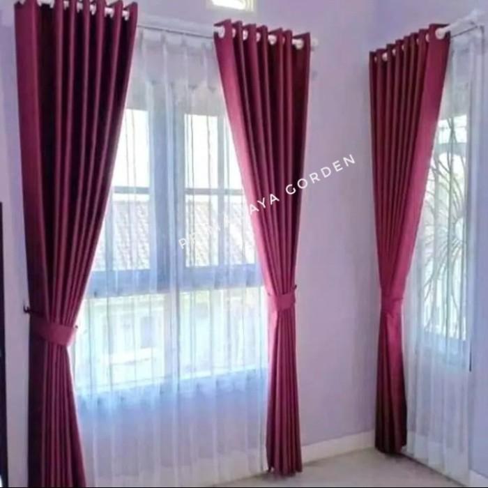 Gambar gorden blackout jendela besar dan tinggi L. 230 x T. 260-270 - Merah, L 250 x T 250 dari Prima jaya gorden undefined Tokopedia