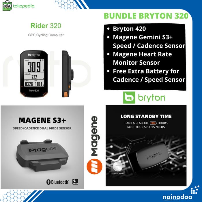 Gambar Paket Bundling Bryton 320 & Magene S3+ cadance/speed & HRM sensor - BRY+CAD+HRM dari nainodoa undefined Tokopedia