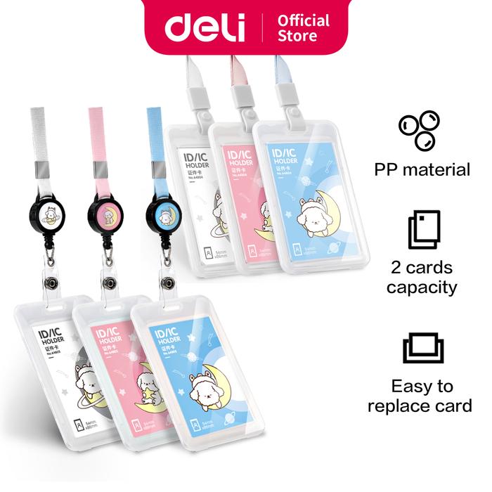 Gambar Deli Name Tag Gantungan Kartu Transparan Lanyard Bisa Ditarik 6480X - Putih, 6MM Biasa dari Deli Stationery Indonesia undefined Tokopedia