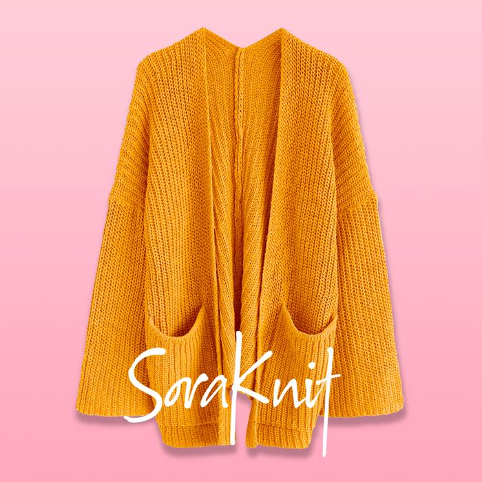 Gambar PREMIUM Cardigan Tebal Oversize Kardigan Rajut Wanita Jumbo - Mustard dari SoraKnit undefined Tokopedia
