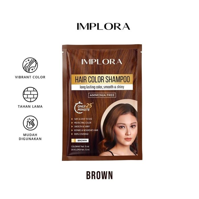 Gambar Implora Hair Color Shampoo - Pewarna Rambut - BROWN SHAMPOO dari Debelleza Shop undefined Tokopedia
