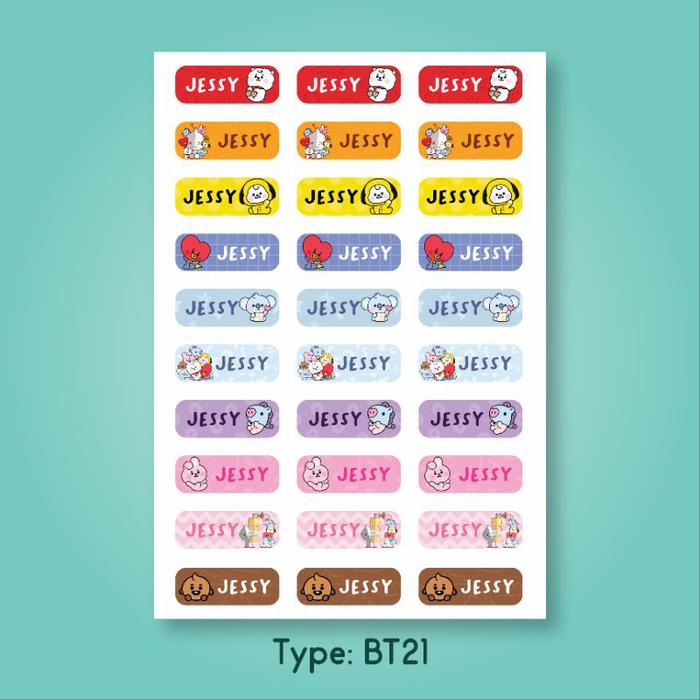 Gambar ISI 120 STIKER SHINBI AMONG US BT21 CUSTOM NAMA LABEL NAMA KARTUN REQU - BT21, uk.M-Anti Air dari Scarllet Party undefined Tokopedia
