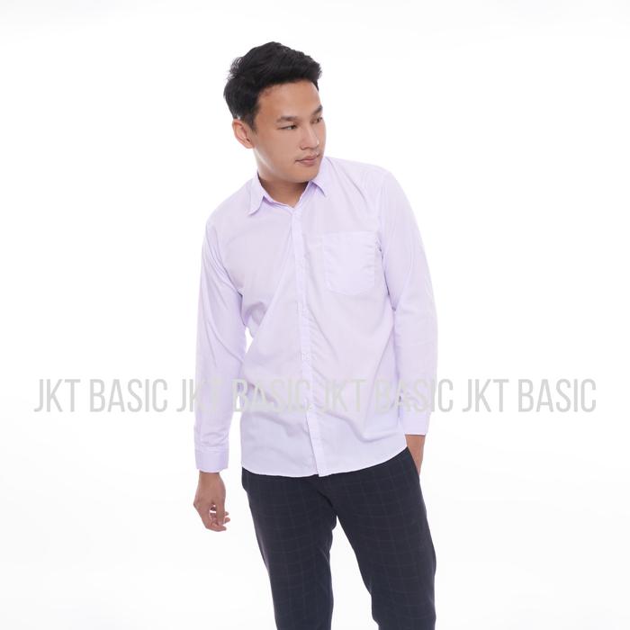 Gambar Kemeja Pria Putih Polos Basic Lengan Panjang Slim Fit - M dari JKT Basic undefined Tokopedia