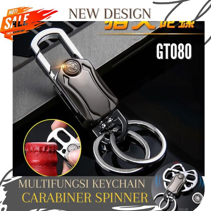 Gambar Gantungan Kunci Multifungsi Carabiner Spinner Grey Premium 360° dengan Pembuka Botol & 2 Ring | Keychain Stylish Pria Wanita - GT080 - DARK GREY dari LEVEL UP COLLECTION_NEW undefined Tokopedia