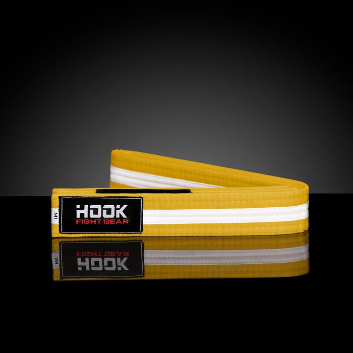 Gambar Sabuk BJJ Kuning Anak Hook Fight Gear, Sabuk Jiujitsu Yellow Hook - YELLOW WHITE, M1 dari Sarung Tinju Ori undefined Tokopedia