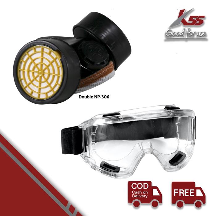 Gambar K55 Masker Debu, Cat & Kimia NP 305-306 + K55 Kacamata Safety Fullface - NP 360 + DO56 dari MST TOOLS undefined Tokopedia