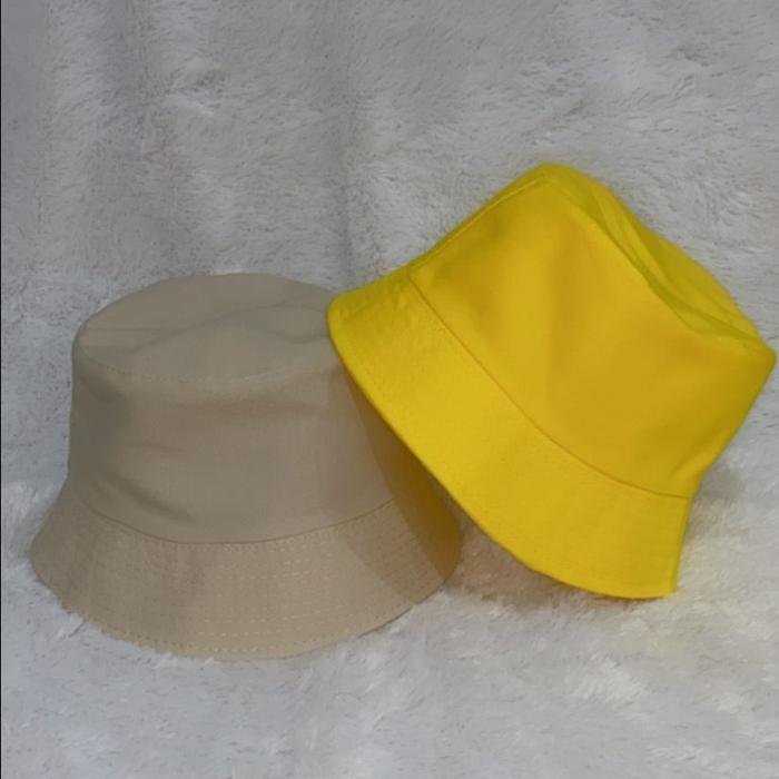 Jual Bucket Hats Polos Unisex - Kuning 