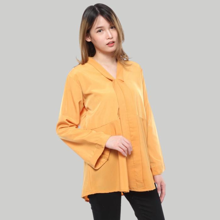 Gambar Monellina Fashion Baju Blouse Atasan Murah Wanita Kekinian 9171 - Mustard, L dari Monellina Fashion undefined Tokopedia