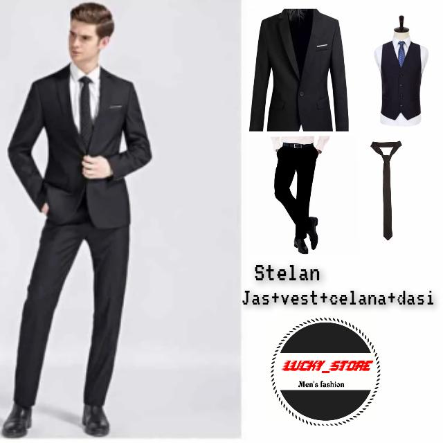 Gambar stelan jas pria fullset/stelan blazer fullset - Hitam, M dari lucky_store_25 undefined 2 Tokopedia