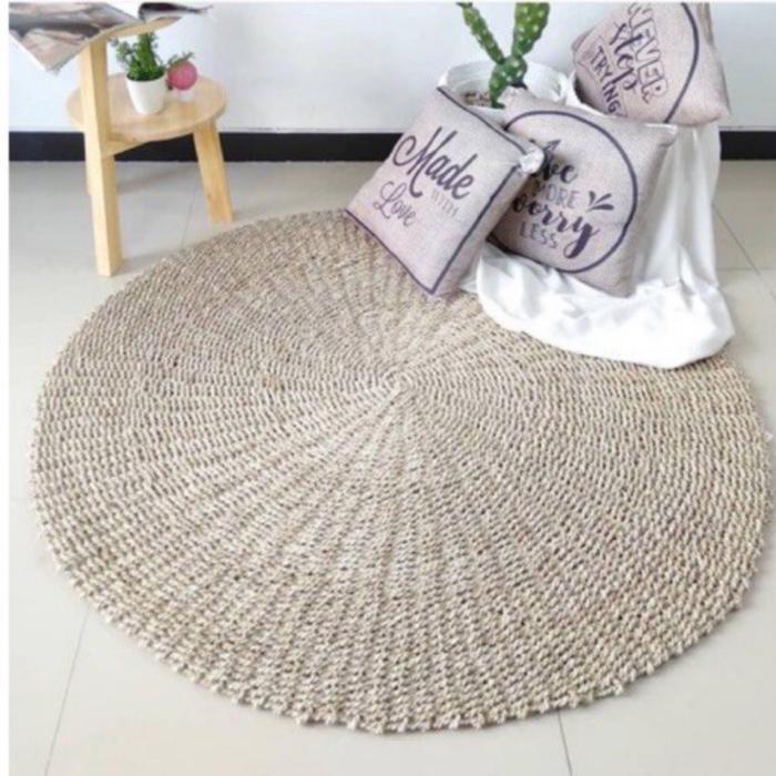 Gambar KARPET RUG ANYAMAN SEAGRAS 150CM/KARPET BULAT/KARPET LANTAI PREMIUM - 150cm dari jogja aesthetic_NEW undefined Tokopedia