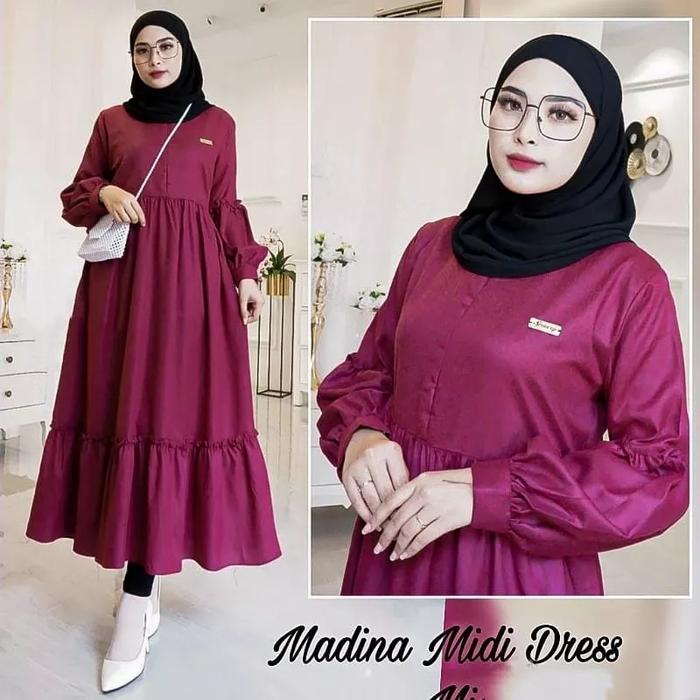 Gambar Baju gamis payung wanita remaja polos katun adem murah bagus terbaru - Maroon, all size dari Bernama1953 undefined Tokopedia
