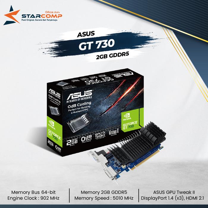 Gambar VGA Asus GT 730 2GB DDR5 Silent GT730 -SL-2GD5-BRK dari Starcomp Origin undefined Tokopedia