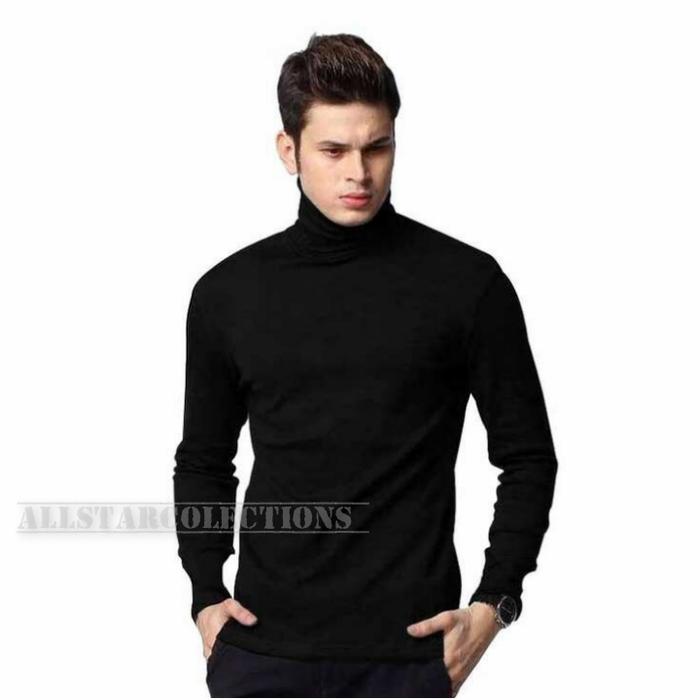Gambar Kaos Turtleneck KOREA Lengan Panjang Polos / Baju Turtle Neck Leher Tinggi Premium Style Korean Style - Hitam, M dari GM SPORTS surabaya undefined Tokopedia