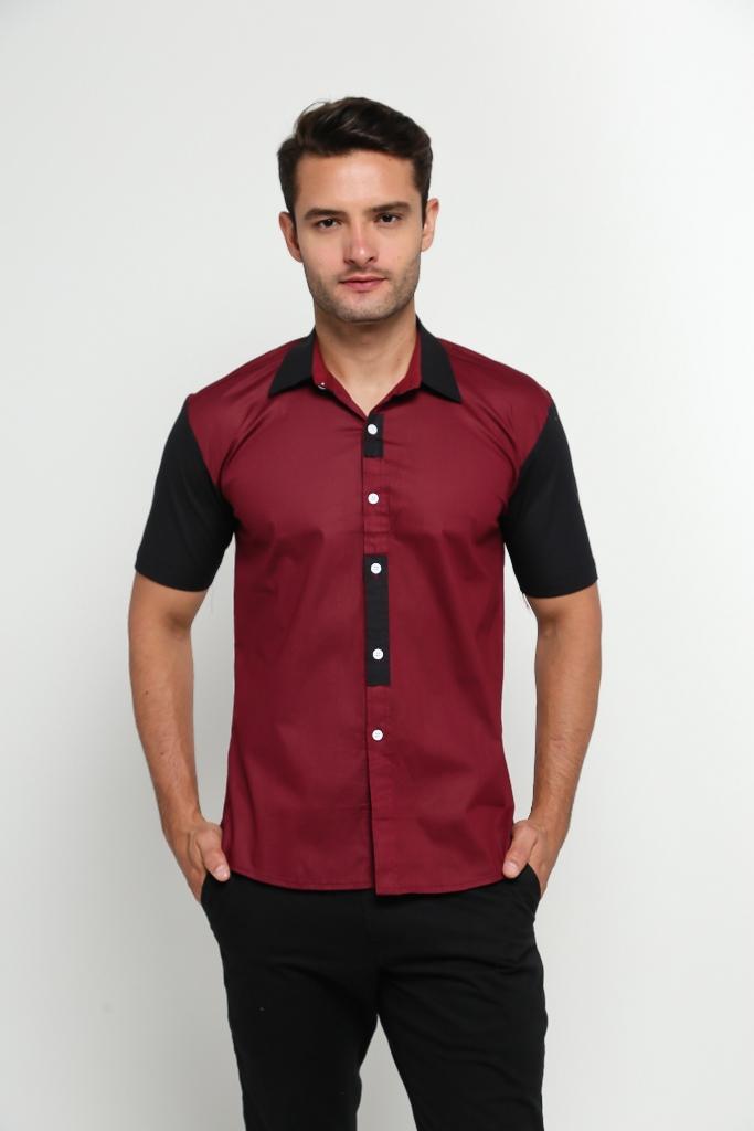 Gambar BILLY MAN BAJU KEMEJA HEM POLOS PRIA LENGAN PENDEK KEMEJA CASUAL PRIA - Maroon, XL dari Fortklass undefined Tokopedia
