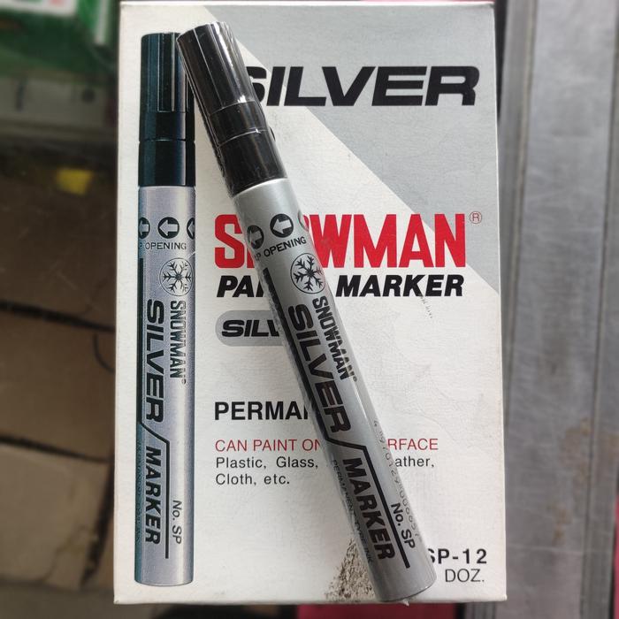 Gambar Spidol Snowman Paint Marker Permanent white silver gold - Silver dari SALIM Stationery undefined Tokopedia