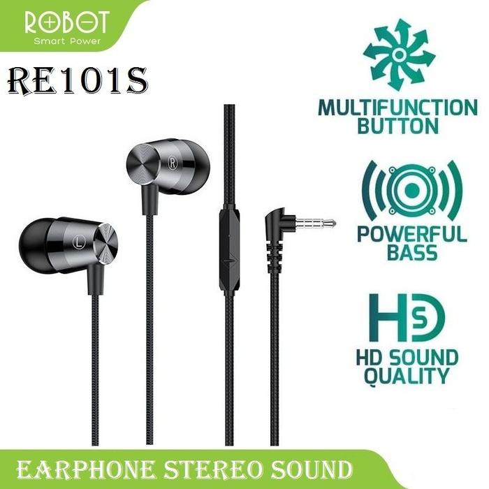 Gambar Robot Earphone Stereo Sound RE101S subwoofer bass metal wire headset - Hitam dari STONES ACC 89A undefined Tokopedia