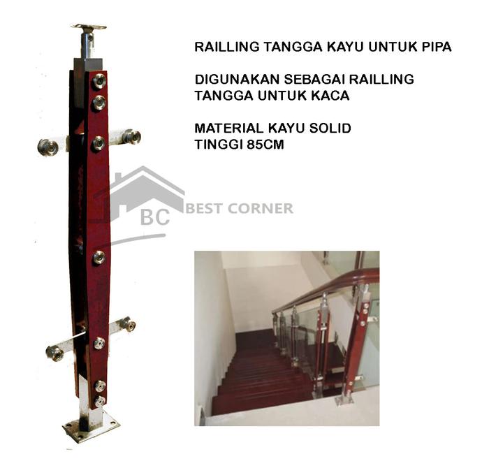 Jual Tiang Railling Tangga Kayu kaca / Ralling tangga Stainless 304 ...