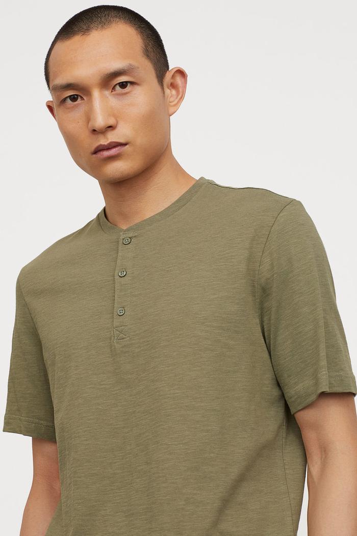 Promo H\u0026M Henley Shirts - Dark Grey 
