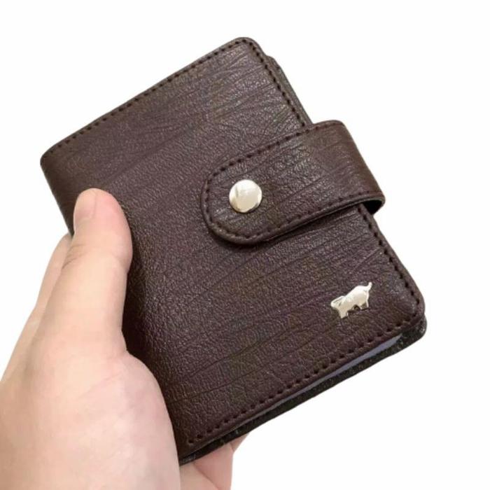 Gambar dompet kartu 18 slot model kancing kulit bona - Cokelat dari shohiby store online undefined Tokopedia