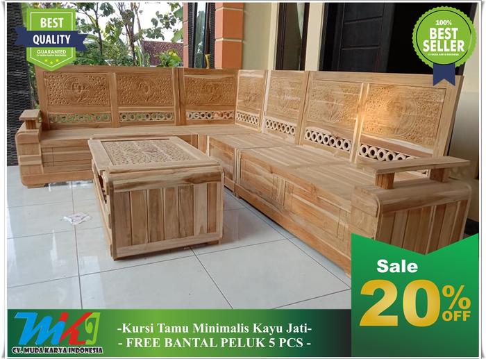 Gambar Furniture murah kursi tamu minimalis kayu jati 1 set murah sofa dari MUDA KARYA INDONESIA undefined Tokopedia