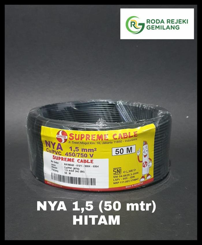 Gambar KABEL ENGKEL NYA 1,5 mm2 SUPREME 50 METER 450/750 V - Hitam dari Roda Rejeki Gemilang undefined Tokopedia