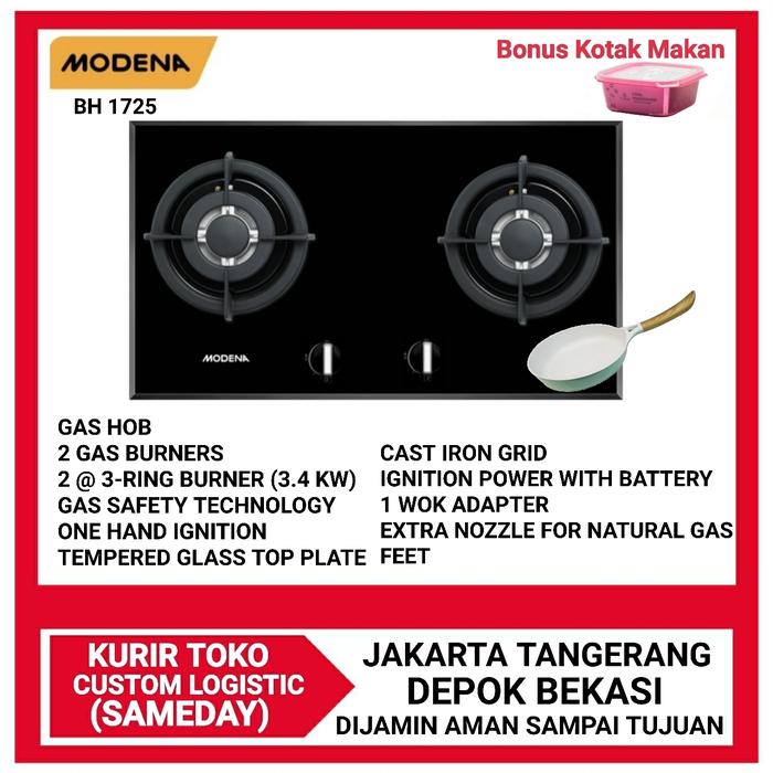 Gambar MODENA BH 1725 / BH1725 Crista Kompor Gas Tanam 73cm 2 tungku - TANPA TEFLON dari DPRINCE undefined Tokopedia