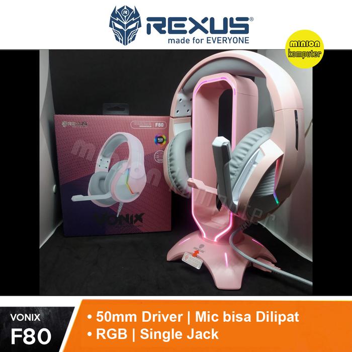 Gambar Rexus Vonix F80 RGB Gaming Headset - Merah Muda dari Minion Komputer undefined Tokopedia