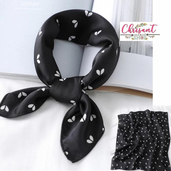 Gambar READY Syal leher syal pramugari scraf sutra 50x50 syal kepala syal tas silk - Hitam dari Chrisant Shop undefined Tokopedia