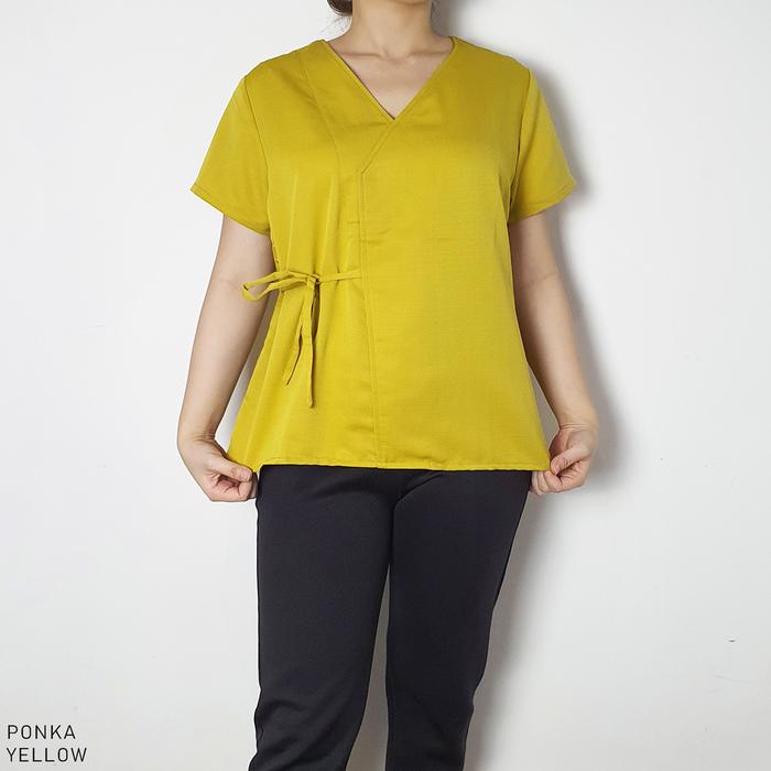Gambar Ponka Top - Atasan Batik Wanita Blouse Wanita - Yellow dari EVERCLOTH undefined Tokopedia